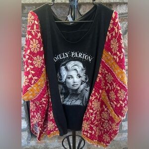 Upcycled Dolly Parton Patchwork Graphic Tee